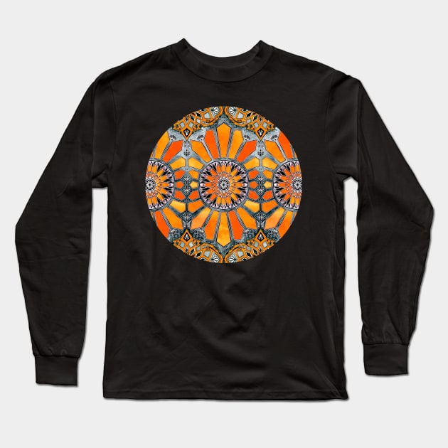 Celebrating the 70's - tangerine orange watercolor on grey Long Sleeve T-Shirt by micklyn